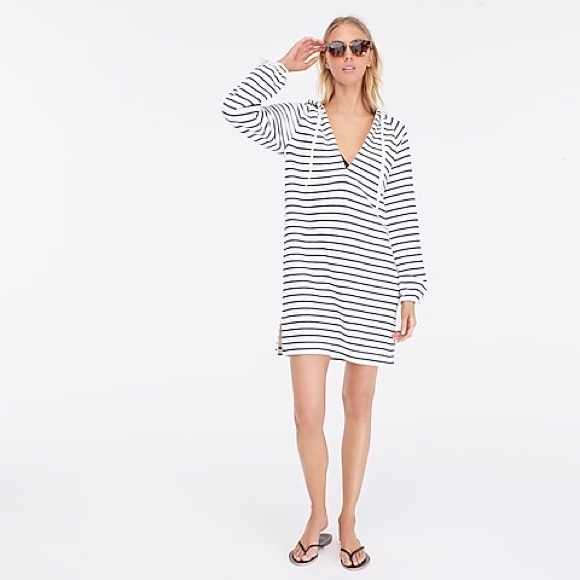 J. Crew Dresses & Skirts - J. Crew terry striped hooded shirt dress